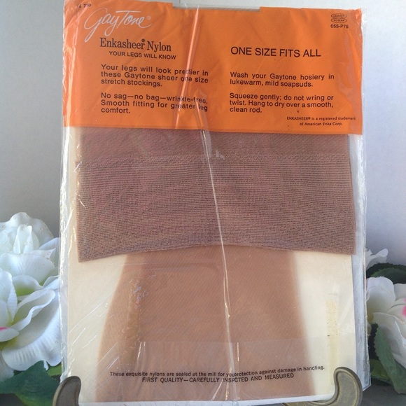 Gaytone 1 pair VTG Nylon Thigh High Hosiery Stocking Suntone NWT - Picture 9 of 9